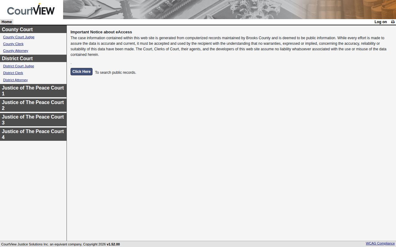 Brooks County court portal for released inmate record matching