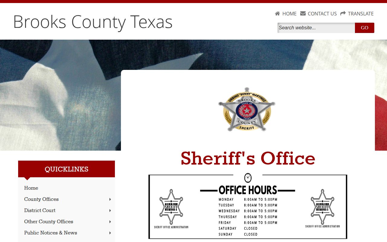 Brooks County Jail release records contact page